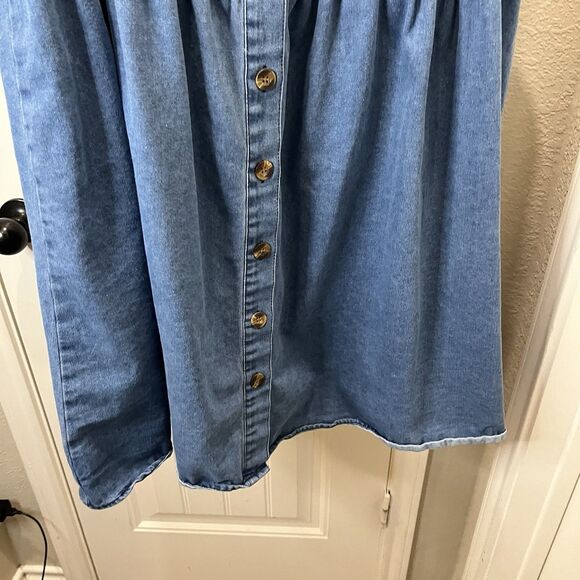 Shein Curve Chambray Blue Jean Denim Button Up Jumper Dress Womens Size 2XL - Picture 3 of 9